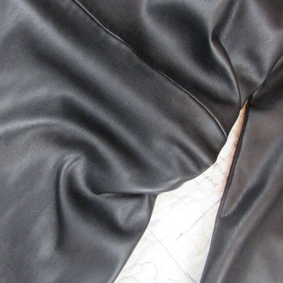 NEW Zara WOMANS MIDI FAUX VEGAN LEATHER SHIRT DRESS SHIRRED SIDES BLACK Size: L - Picture 10 of 12